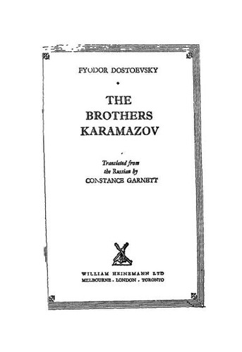 Fyodor Dostoevsky: The Brothers Karamazov (1961, William Heinemann)