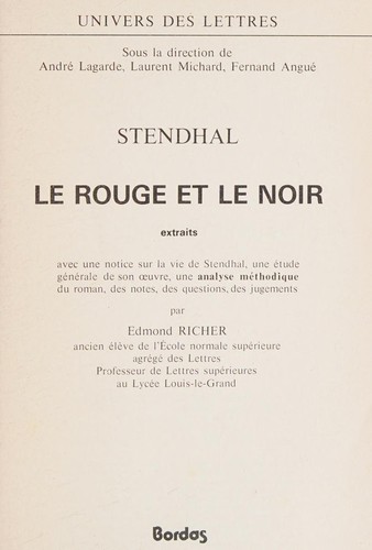 Stendhal: Le Rouge et le noir (French language, 1979, Bordas)
