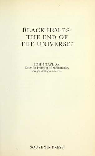 John Gerald Taylor: Black holes (Paperback, 1998, Souvenir Press)