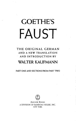 Goethe's Faust (1961, Doubleday)